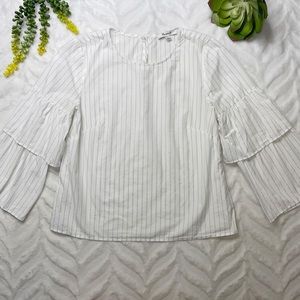 Madewell Tiered Sleeve Pinstripe Poplin Top Small